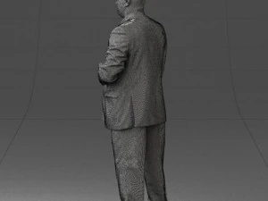 bearded man black suit 0512 3D Model