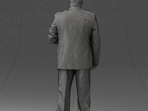 bearded man black suit 0512 3D Model