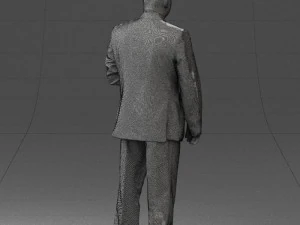 bearded man black suit 0512 3D Model
