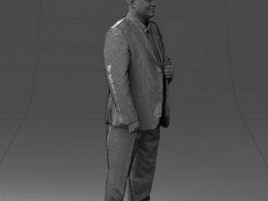 bearded man black suit 0512 3D Model