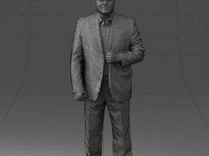 bearded man black suit 0512 3D Model