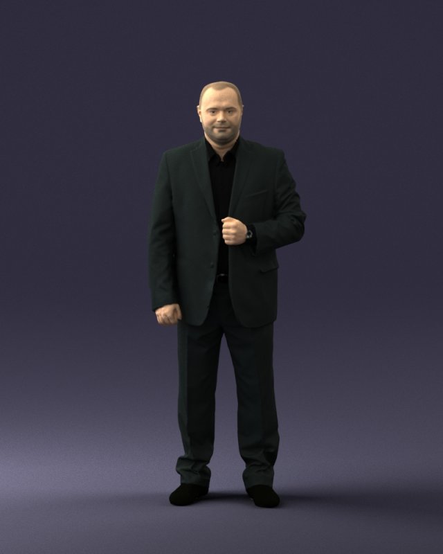 bearded man black suit 0512 3d print ready 3D 프린트 모델 .c4d .max .obj .3ds .fbx .stl .blend
