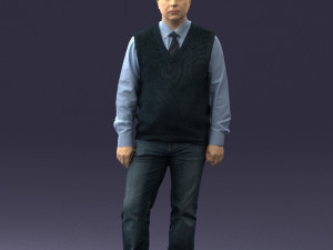 man sleeveless jacket and eans 0511 Model 3D