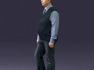 man sleeveless jacket and eans 0511 Modèle 3D