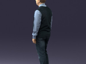 man sleeveless jacket and eans 0511 Modèle 3D
