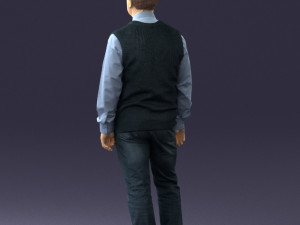 man sleeveless jacket and eans 0511 Modèle 3D