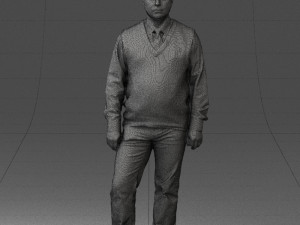 man sleeveless jacket and eans 0511 Modèle 3D