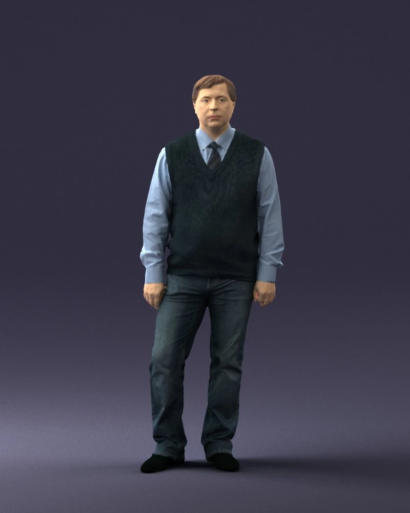 man sleeveless acket and jeans 0511 3d print ready 3D Print Model .c4d .max .obj .3ds .fbx .stl .blend