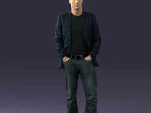 jaqueta xadrez azul cara 0506 Modelo 3D