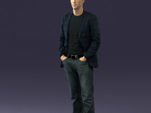 guy blue plaid jacket 0506 Modèle 3D