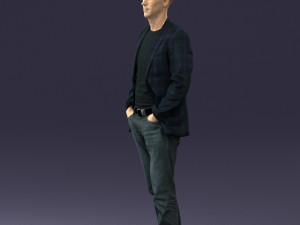 guy blue plaid jacket 0506 Modèle 3D