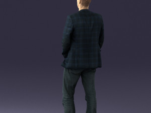 guy blue plaid jacket 0506 Modèle 3D
