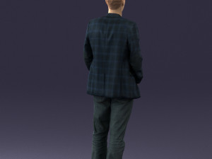 guy blue plaid jacket 0506 Modèle 3D