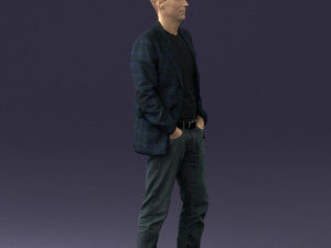 guy blue plaid jacket 0506 Modèle 3D