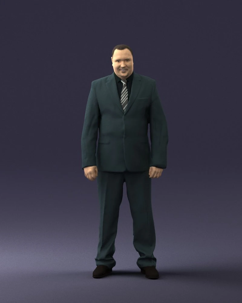 fat man suit with striped tie 0505 3D Model .c4d .max .obj .3ds .fbx .stl .blend