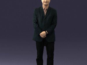 man dark striped suit 0502 3D Model
