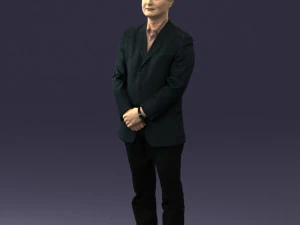 man dark striped suit 0502 3D Model