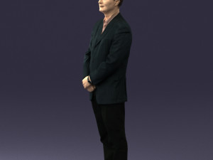 man dark striped suit 0502 3D Modell