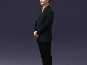 man dark striped suit 0502 3D Model