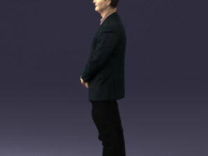 man dark striped suit 0502 3D Modell