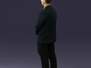 man dark striped suit 0502 3D Model