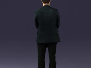 man dark striped suit 0502 3D Model