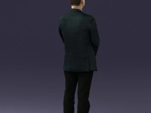 man dark striped suit 0502 3D Model