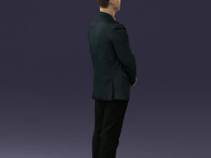 man dark striped suit 0502 3D Model