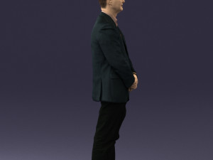 man dark striped suit 0502 3D Modell