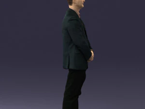 man dark striped suit 0502 3D Model
