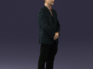 man dark striped suit 0502 3D Modell