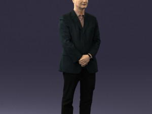 man dark striped suit 0502 3D Modell