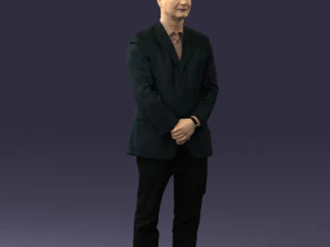 man dark striped suit 0502 3D Model