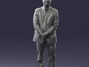 man dark striped suit 0502 3D Model