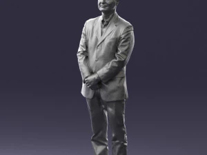 man dark striped suit 0502 3D Model