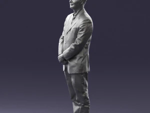 man dark striped suit 0502 3D Model