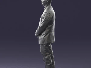 man dark striped suit 0502 3D Model