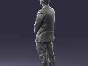 man dark striped suit 0502 3D Modell