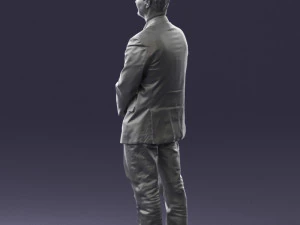 man dark striped suit 0502 3D Model