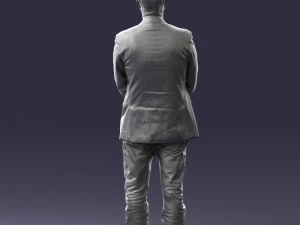 man dark striped suit 0502 3D Model