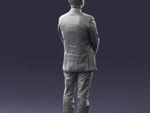 man dark striped suit 0502 3D Model