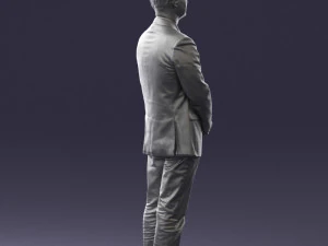 man dark striped suit 0502 3D Model