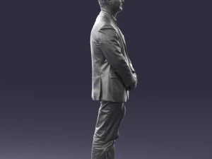 man dark striped suit 0502 3D Model