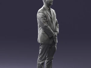 man dark striped suit 0502 3D Model