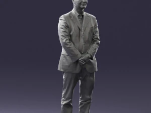 man dark striped suit 0502 3D Model