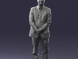 man dark striped suit 0502 3D Model