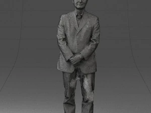 man dark striped suit 0502 3D Model