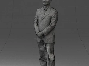 man dark striped suit 0502 3D Model