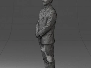 man dark striped suit 0502 3D Model