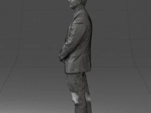 man dark striped suit 0502 3D Model